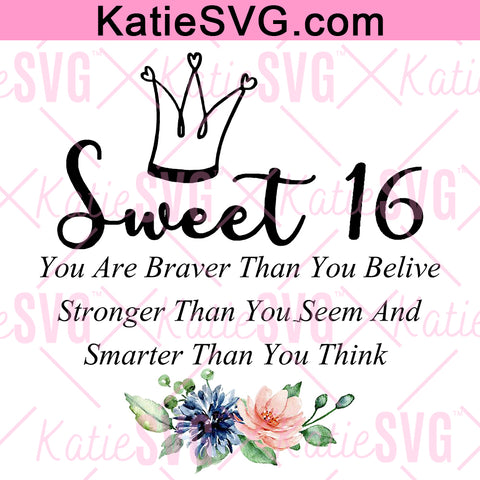 Sweet 16 SVG, Sweet Sixteen SVG, Sixteenth Birthday Svg, 16th Birthday PNG, Instant Download